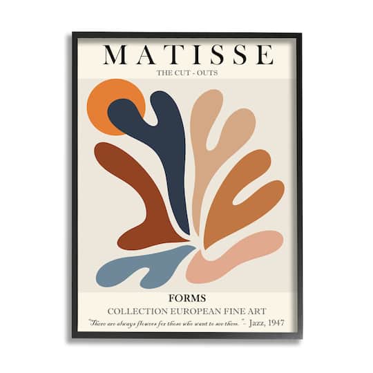 Stupell Industries Matisse Abstract Cut Out Forms Traditional Painting in Frame Wall Art